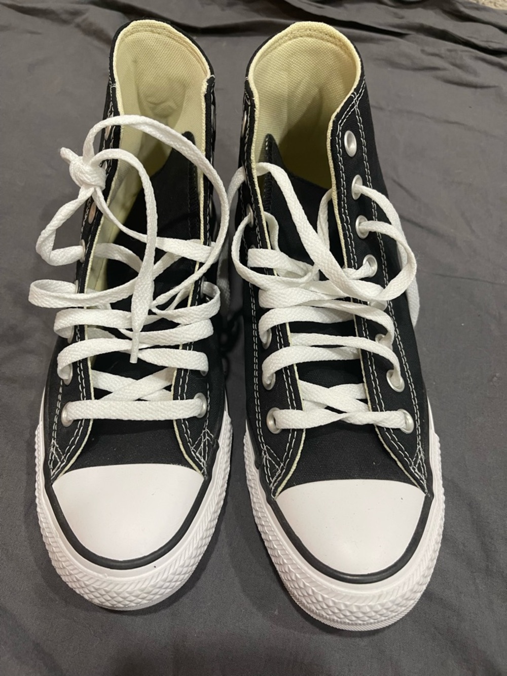 High-Top Canvas Sneakers in Black with White Accents - Picture 4 of 9